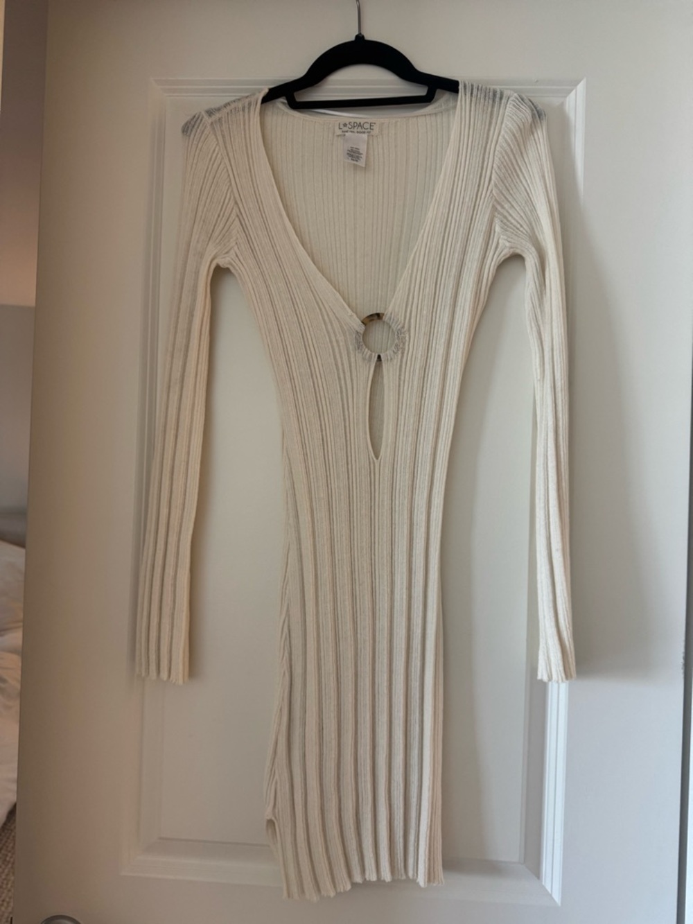 l*space Cream Ribbed Knit cover up
